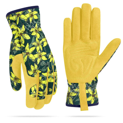 Womens Gardening Weeding Working Gloves, Leather Garden Glove for Women Thorn Proof No Stab for Digging, Planting,Pruning