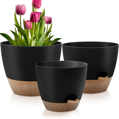 QRRICA 7/7.5/8/9/10 Inch Self Watering Pots for Indoor/Outdoor Plants