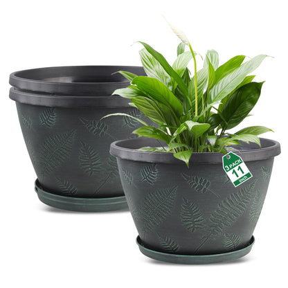4 Pack 10 inch Plant Pot for Outdoor Indoor, Plastic Flower Pots with Trays