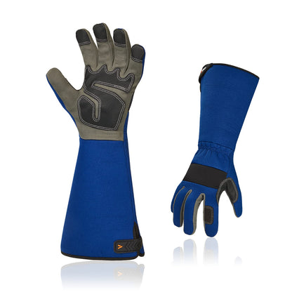 Vgo... Men's Extra-Long Leather Gardening Gloves, Gauntlet with Adjustable Cuff, Puncture & Thorn Proof, Touchscreen (CA9659)