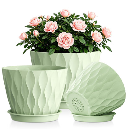 Plant Pots for Indoor Plants 3 Pack 10/9/8 Inch Plastic Planters