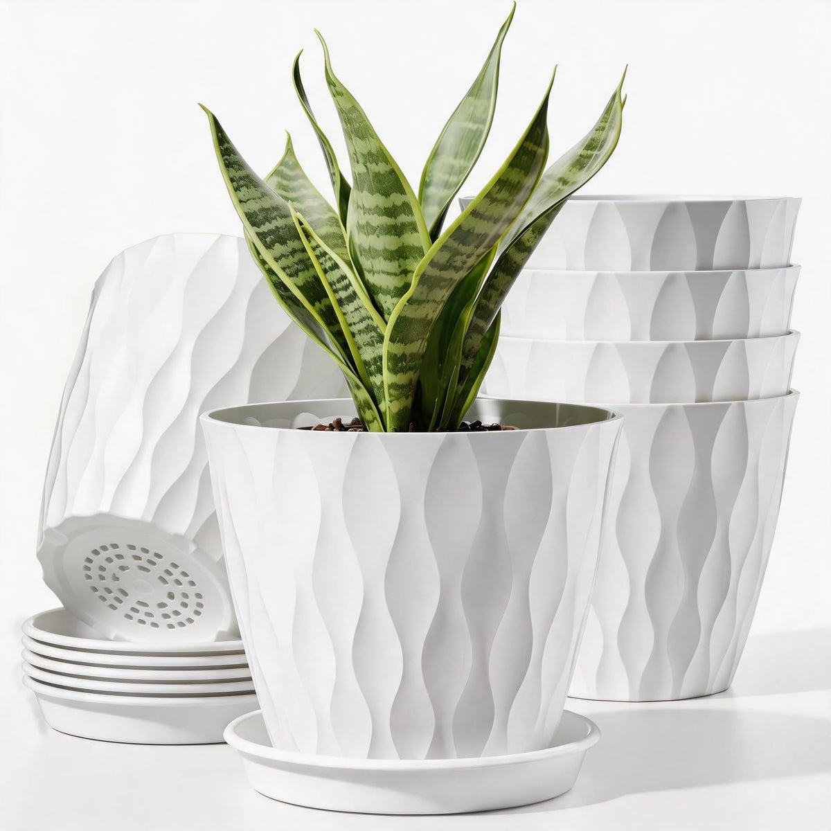 6 Pack Plant Pots with Drainage Holes, 4 Inch Plastic Indoor Flower Pots, Succulent Pots for Orchids, Violets, Succulents, Herbs and Other Small Plant, Multicolor
