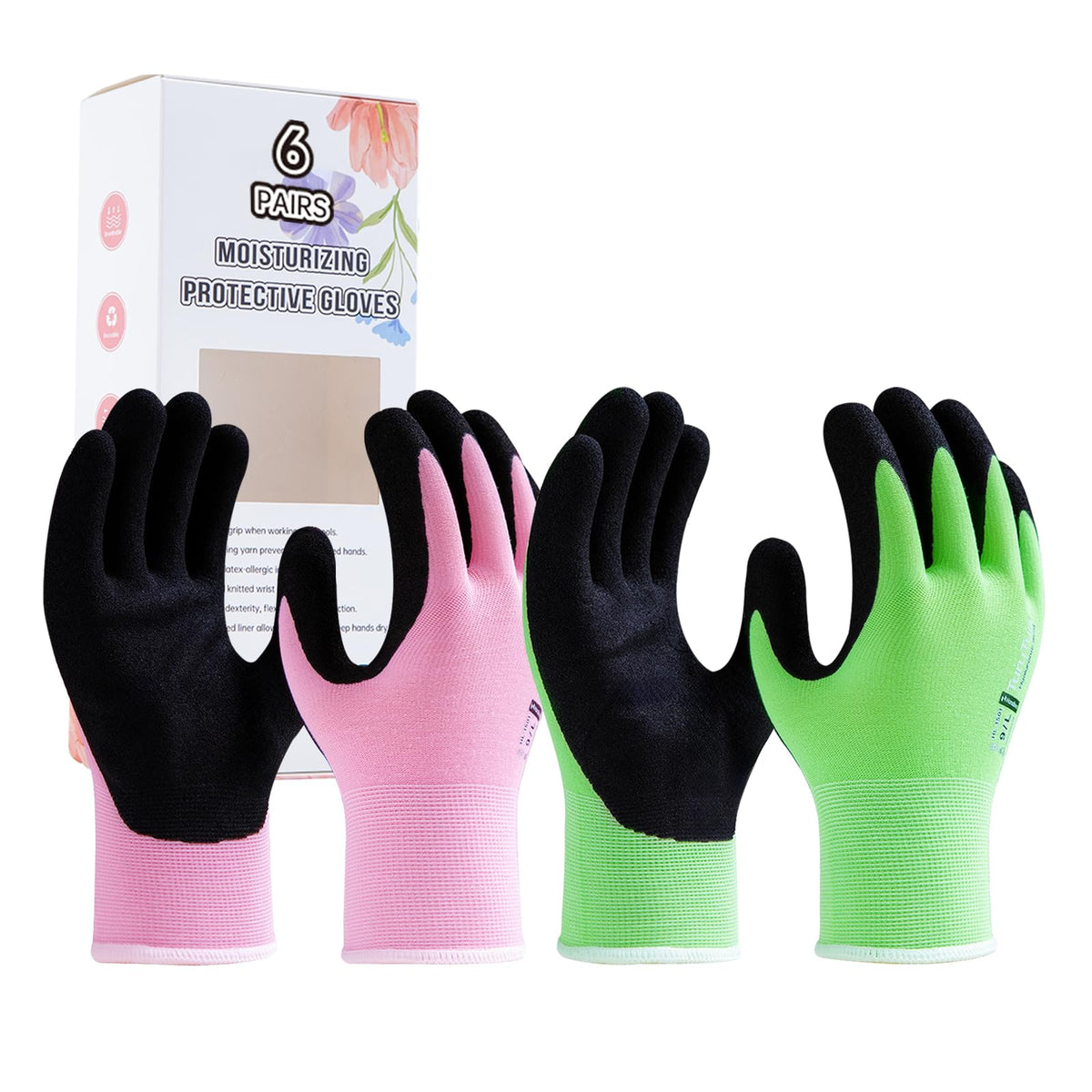 HandLove Gardening Gloves for Women, 2 Pairs, Small, Pink&Green