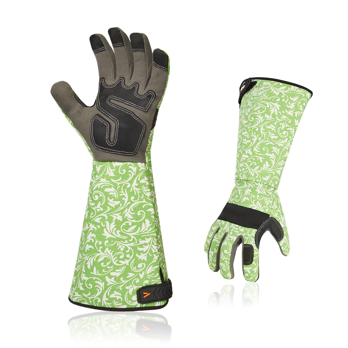 Vgo... 1-Pair Ladies' Synthetic Leather Gardening Gloves, Long Sleeves Gauntlet, Breathable & Grip Work Gloves, High Dexterity, Washable (Size L, Green, SL7445)