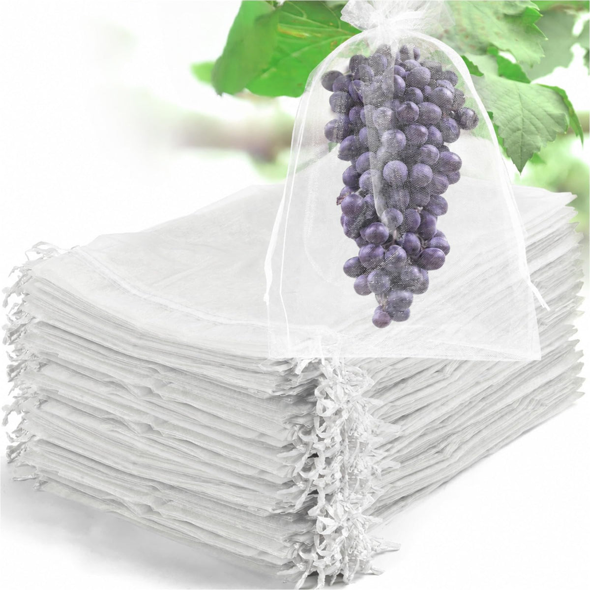 50 Pcs Fruit Protection Bags, 6×9 in Mesh Cover Nets for Tree, Green