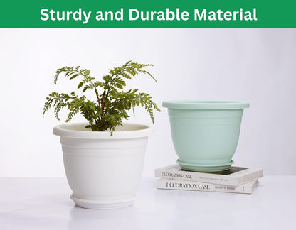 5 Packs 10 inch Flower Pots + Saucers, Large Indoor & Outdoor Pot