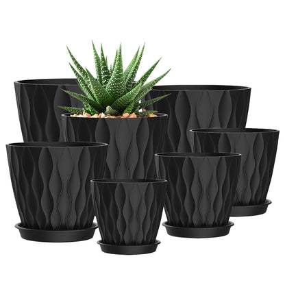 4 Inch Plant Pots, 6 Pack Indoor Flower Pots, Planters with Drainage Holes and Trays for Orchids, Violets, Succulents, Herbs, and Other Plants,Corolful