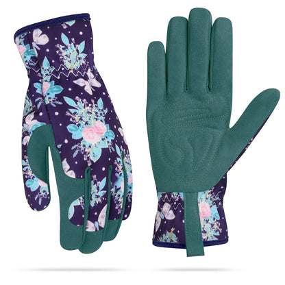 Womens Gardening Weeding Working Gloves, Leather Garden Glove for Women Thorn Proof No Stab for Digging, Planting,Pruning