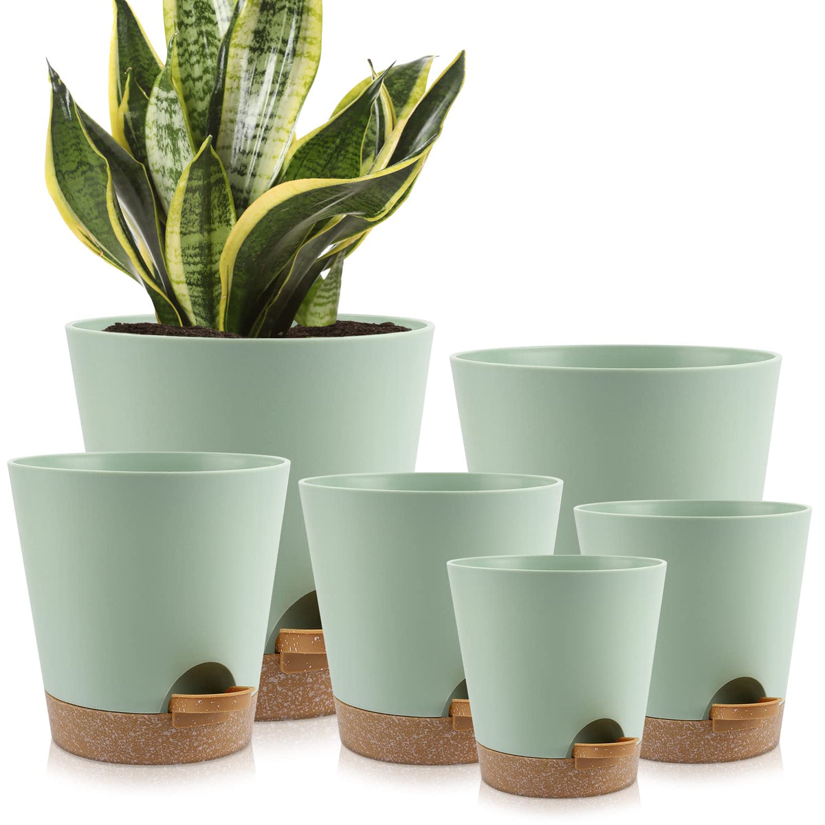 YNNICO 8,7, 6.5, 6, 5.5, 5 Inches Self Watering Planters for Indoor Plants