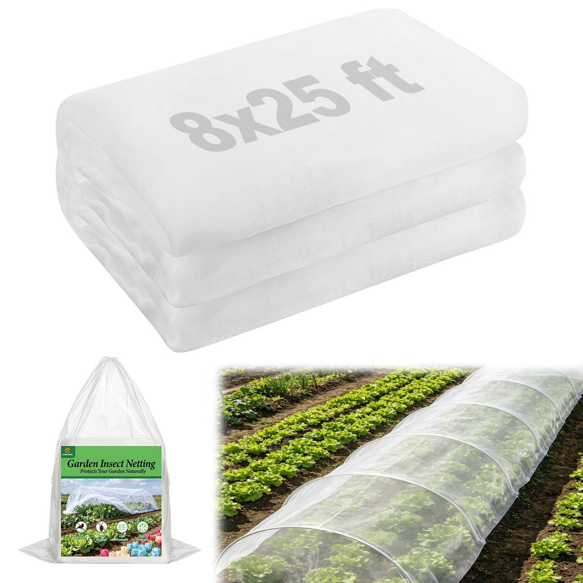 Alphatool 10x20ft Large Garden Netting, Ultra Fine Mesh Plant Covers