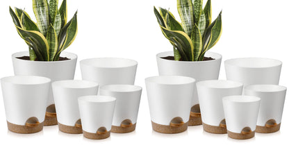 YNNICO 8,7, 6.5, 6, 5.5, 5 Inches Self Watering Planters for Indoor Plants