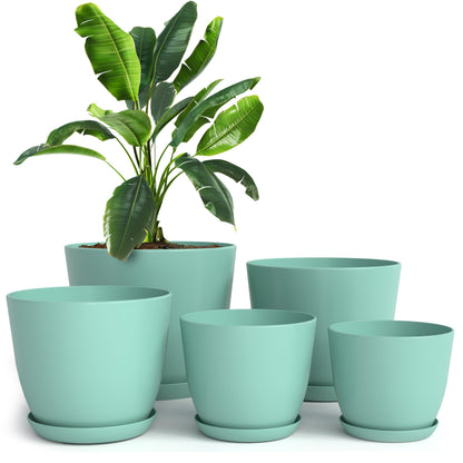 Plant Pots Indoor with Drainage, 5 Pack Multi-Size Planters Set, Black