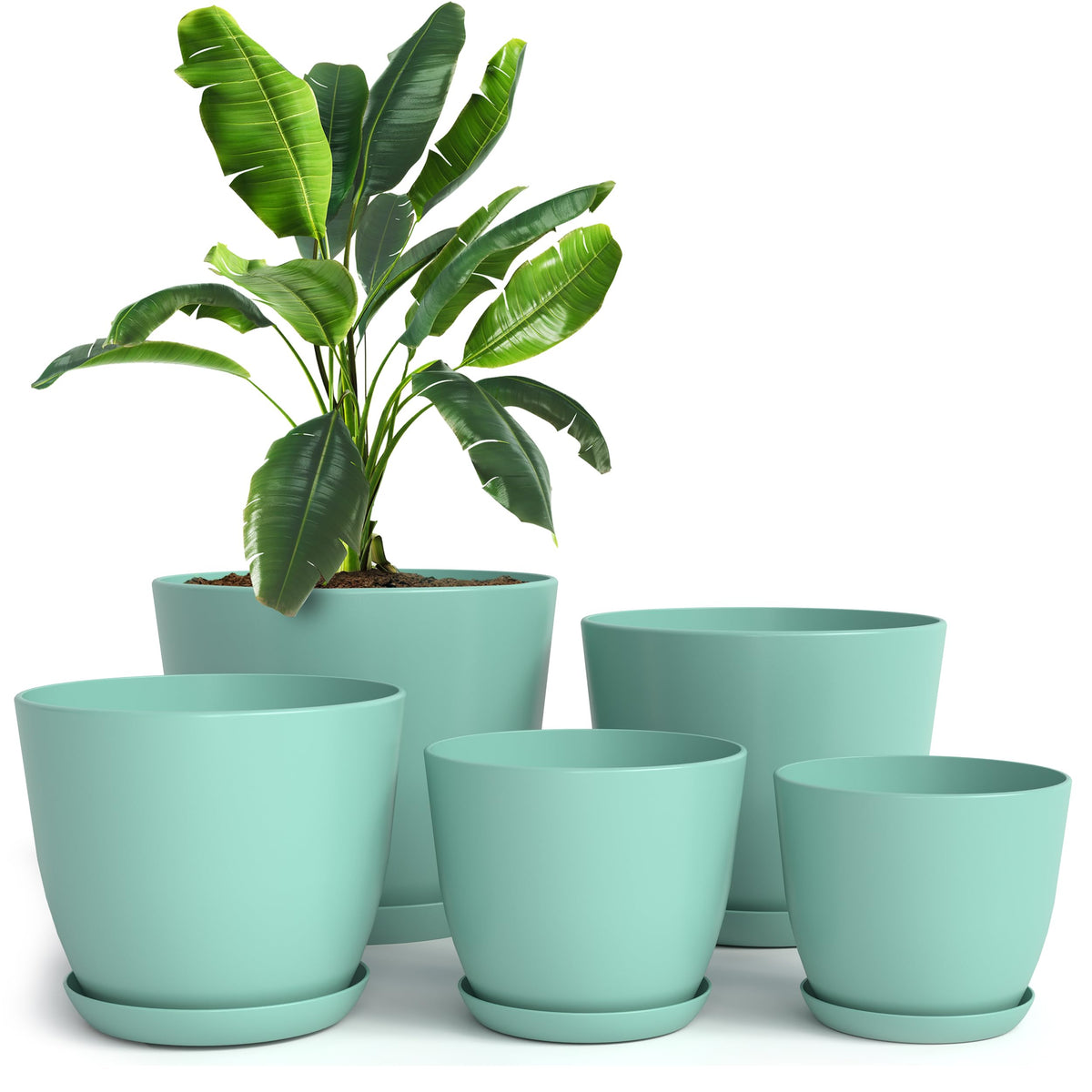 Plant Pots Indoor with Drainage, 10 Pack Multi-Size Planters Set, White