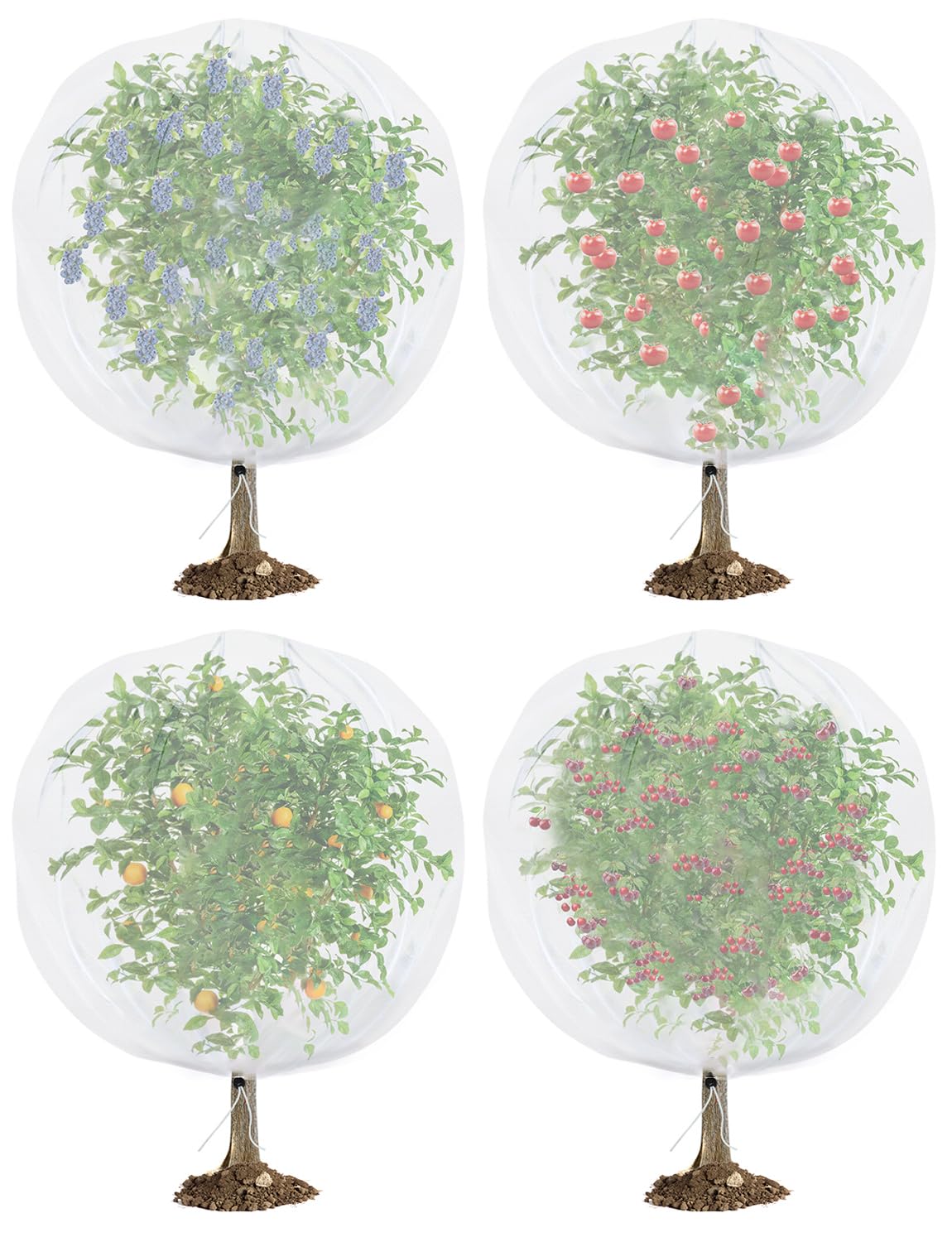 Bird Netting for Garden Protection - 4 Pack Garden Netting Pest Barrier with Drawstring,Mosquito Net Tomato Protective Cover Garden Plant Netting for Blueberry Bushes (4.9 Ft x 4 Ft/4 Pack)