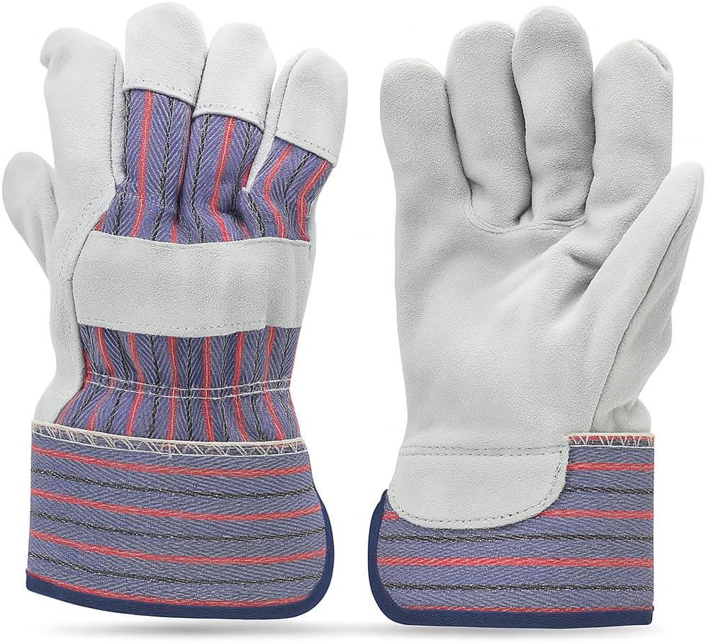 G & F Products Leather Work Gloves for Construction, Gardening and General Work