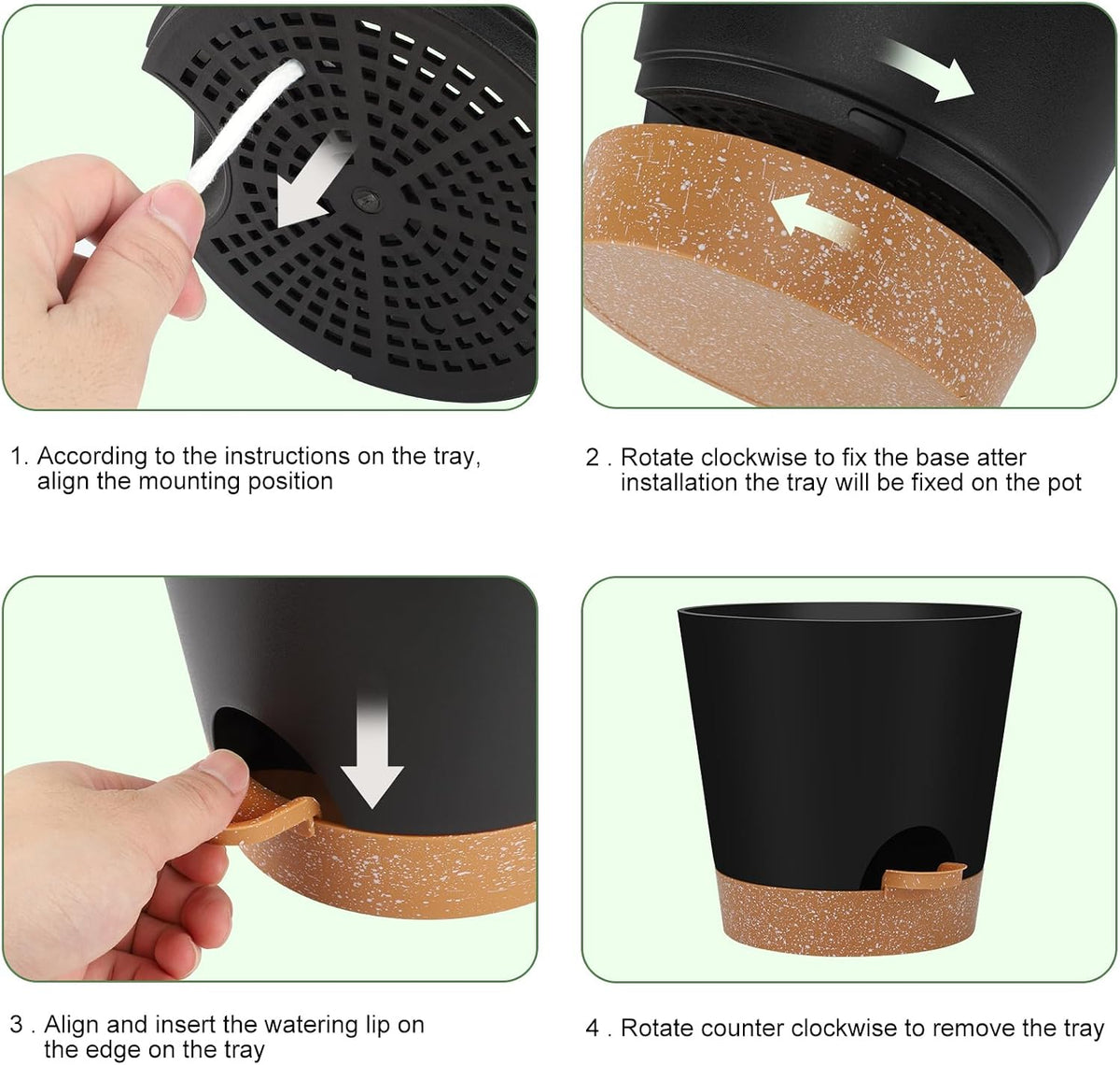 YNNICO 8,7, 6.5, 6, 5.5, 5 Inches Self Watering Planters for Indoor Plants