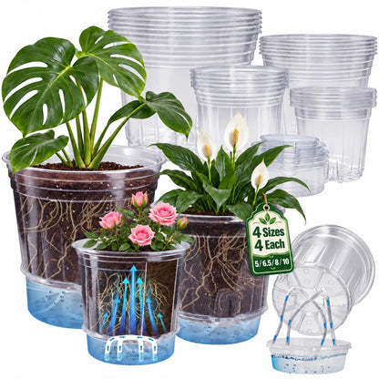 Bluepro Clear Nursery Pots with Drainage Holes, 3.5/4/5 Inch, 36-Pack