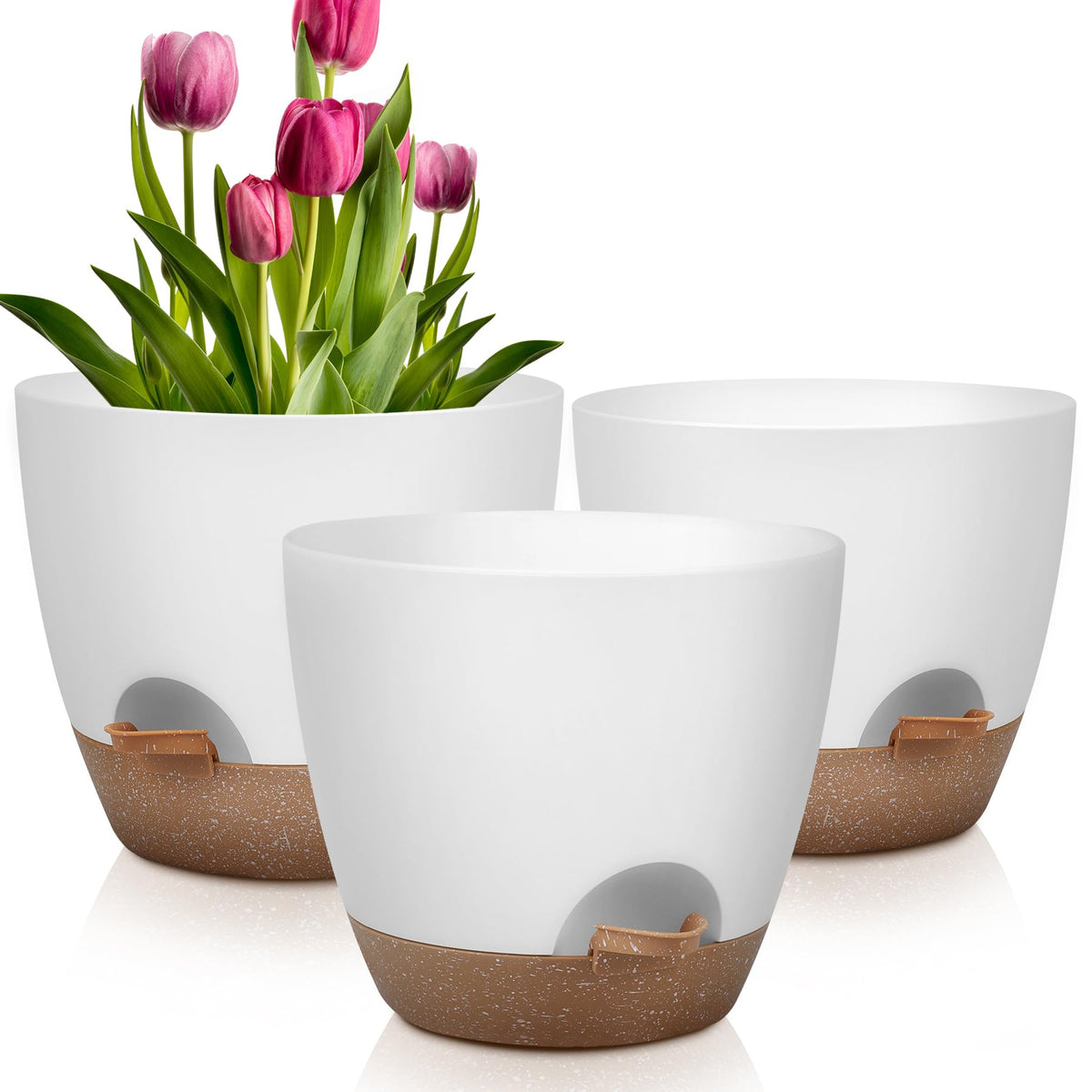 QRRICA 7/7.5/8/9/10 Inch Self Watering Pots for Indoor/Outdoor Plants