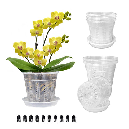 Orchid Pot, 2 Each of 4.3",5.5",6.1" Orchid Pots with Holes, Orchid Pots for Repotting, Plastic Orchid Planter for Indoor Outdoor Plants (2 Each of 4.3",5.5",6.1")