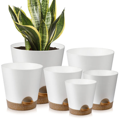 YNNICO 8,7, 6.5, 6, 5.5, 5 Inches Self Watering Planters for Indoor Plants