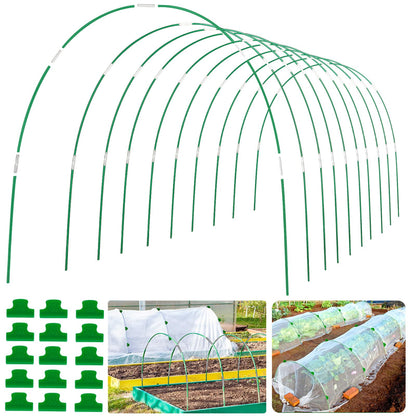Greenhouse Hoops Grow Tunnel 6 Sets of 8FT Long Garden Hoops, Rust-Free Fiberglass Garden Hoops Frame for Garden Netting Raised Bed Plant Shade Cloth Row Cover, DIY Plant Support Garden Stakes- 36pcs