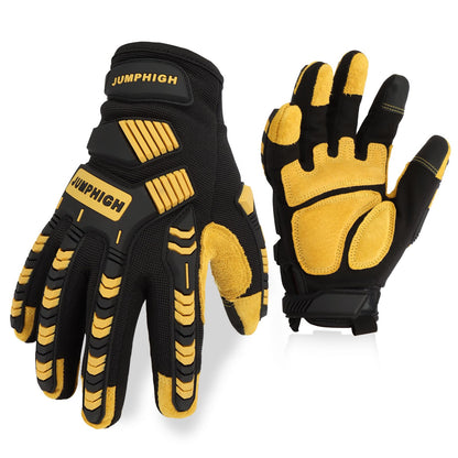 Safety Work Gloves, Men's Utility Mechanic Working Gloves for All Purpose, Touchscreen Compatible, Flexible Breathable Fit, Knuckles & Palm (M)