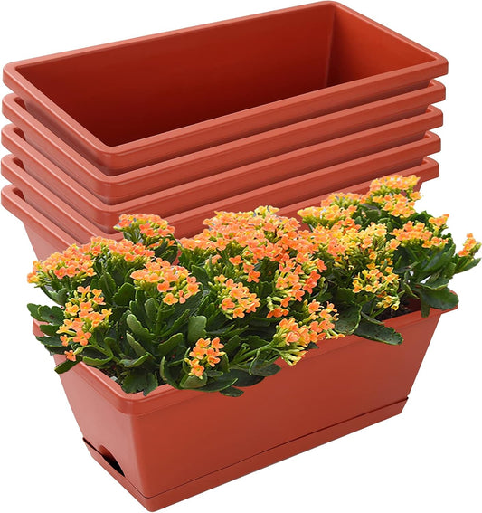 Window Box Planter,7 Pack Plastic Vegetable Flower Planters Boxes
