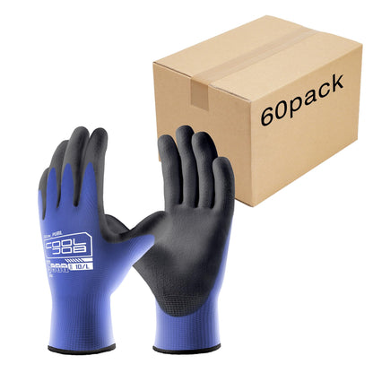 COOLJOB 12/60 Pairs Safety Work Gloves Pack Bulk with Grip PU Coating