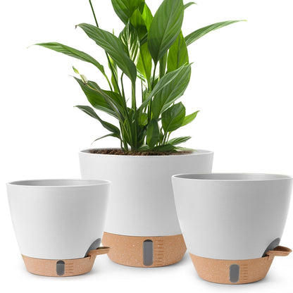 Self Watering Pots for Indoor Plants 12/10/9/8 Inch Plastic with Reservoir