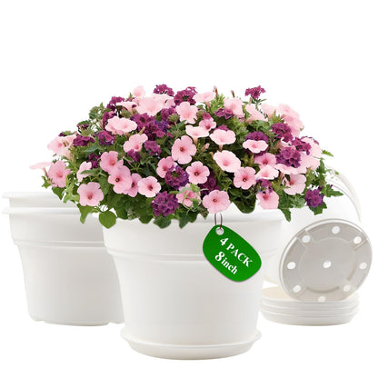 Pottiffe Plant-Pots-Planters-Indoor-Outdoor, 10 inch 4 Pack Terracotta