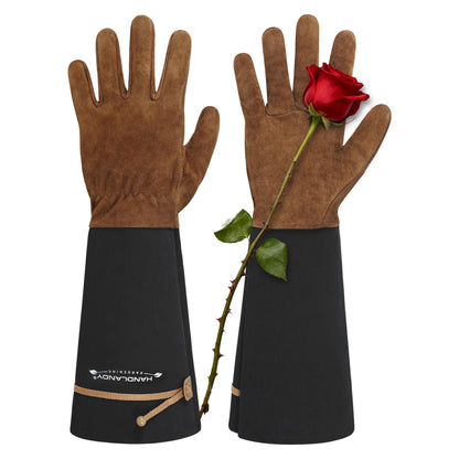 Long Gardening Gloves for Women Men - Leather Rose Pruning Gloves Thorn Proof