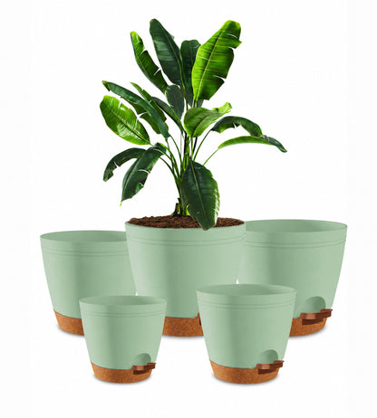 Utopia Home Self Watering Pots for Indoor Plants 6.8"/6.4"/5.9"/5.5"/4.9" Set of 5, Planters for Indoor Plants, Small Multi-Size Flowerpot, Plant Pots with Drainage & Reservoir (White)
