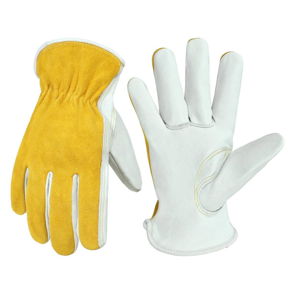 HANDLANDY Leather Gardening Gloves, Leather Work Gloves for Men Women