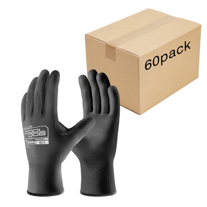 COOLJOB 12/60 Pairs Safety Work Gloves Pack Bulk with Grip PU Coating