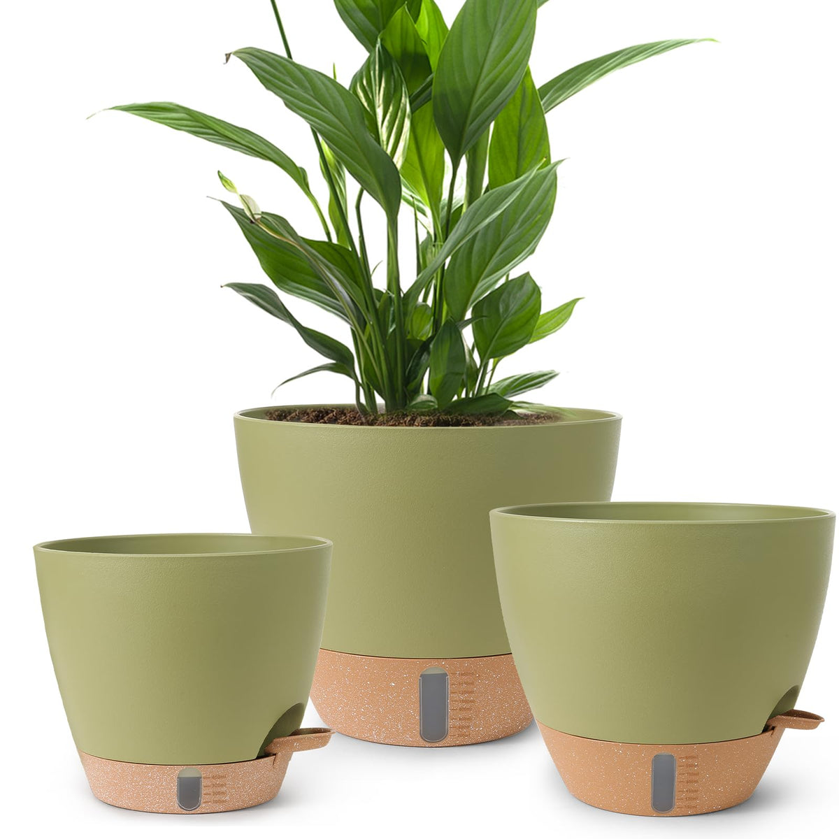 Self Watering Pots for Indoor Plants 12/10/9/8 Inch Plastic with Reservoir