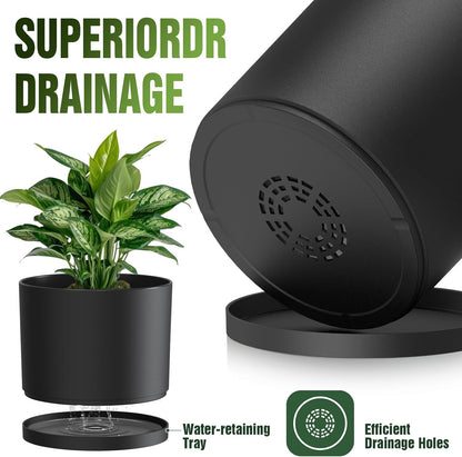 10/9/8 Inch Plant Pots 3 Pack, with Drainage Hole & Saucers