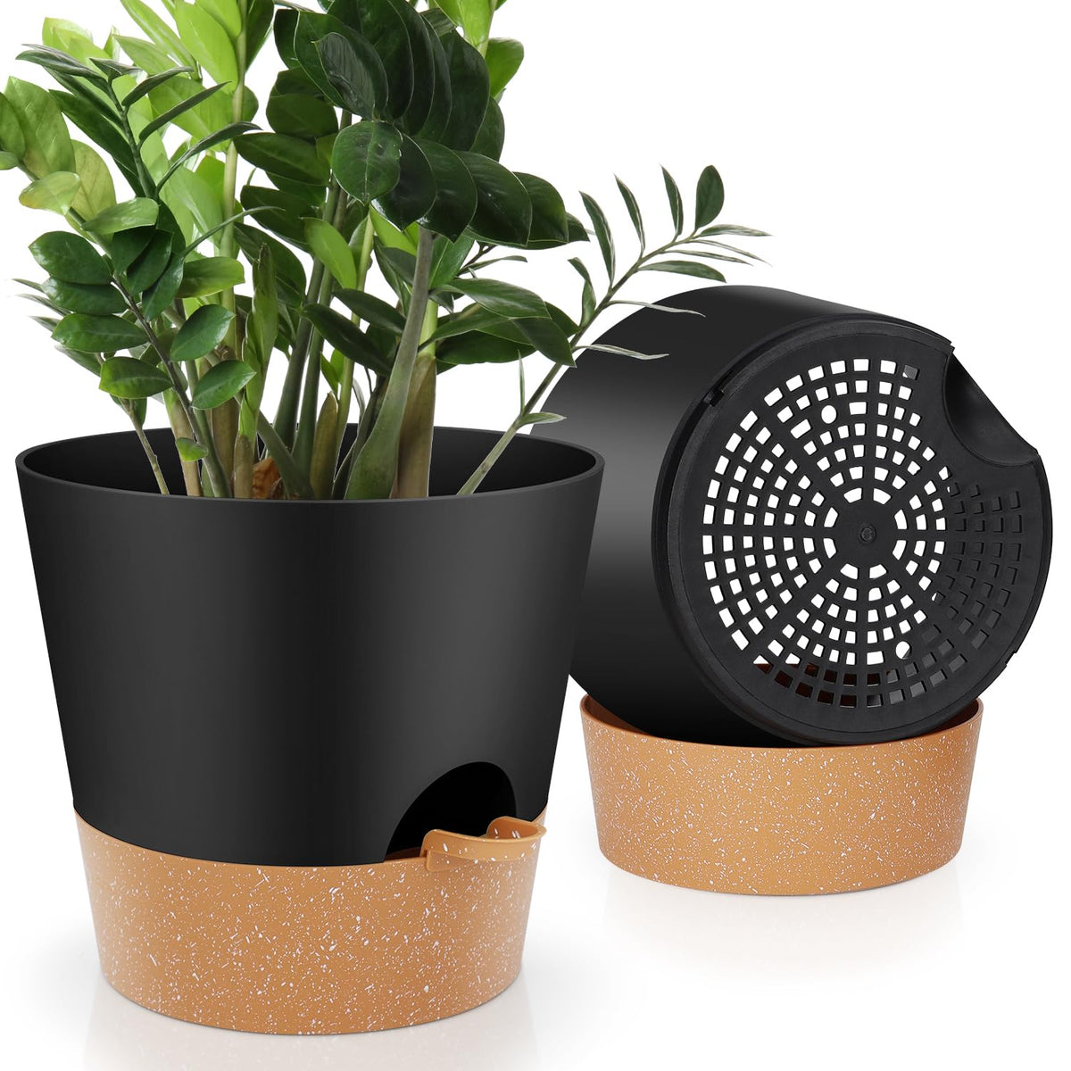 YNNICO 8,7, 6.5, 6, 5.5, 5 Inches Self Watering Planters for Indoor Plants