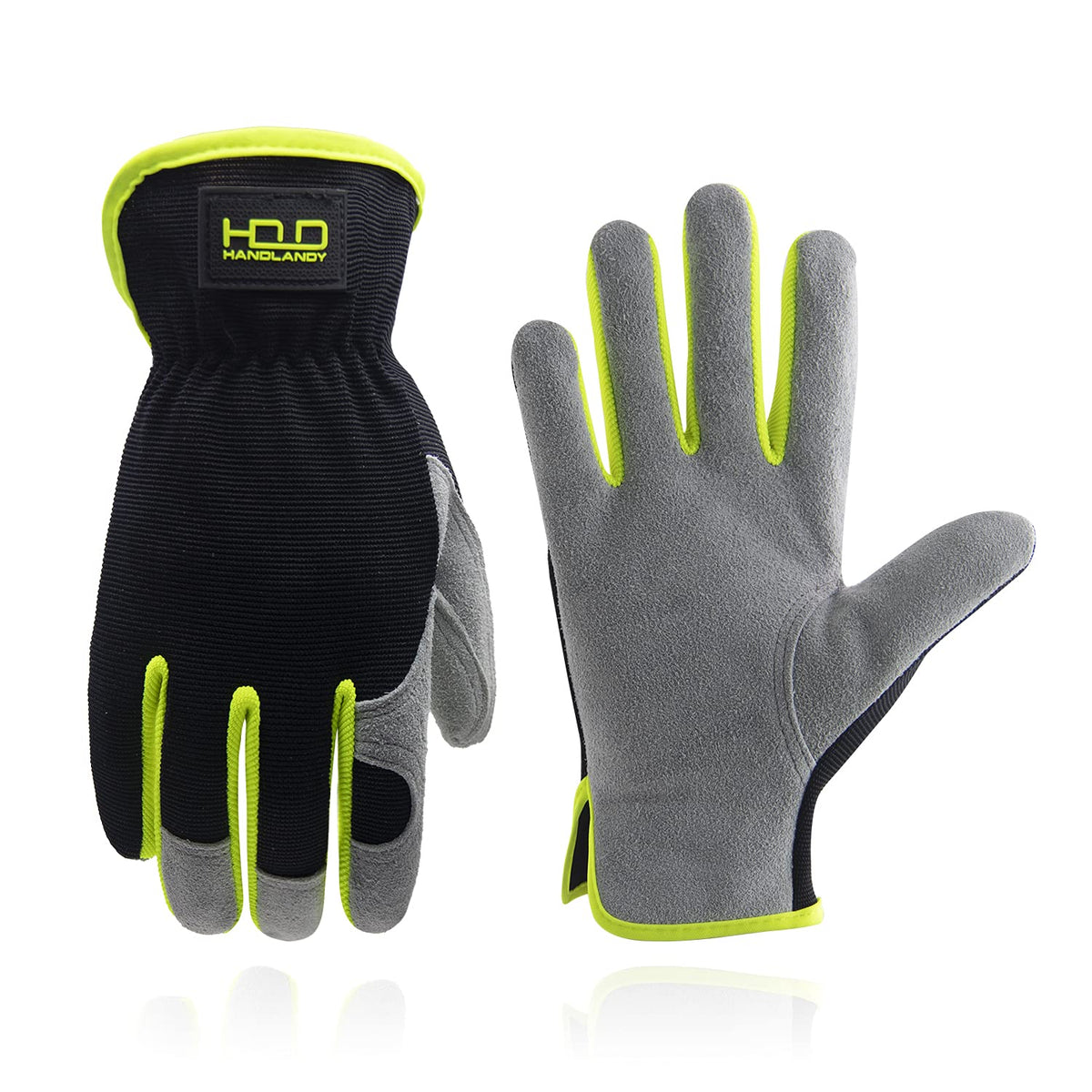 HANDLANDY Leather Gardening Gloves, Leather Work Gloves for Men Women