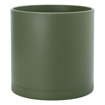 D'vine Dev Plastic Planter Pot with Saucer, 8 in, Black, 74-X-B-1