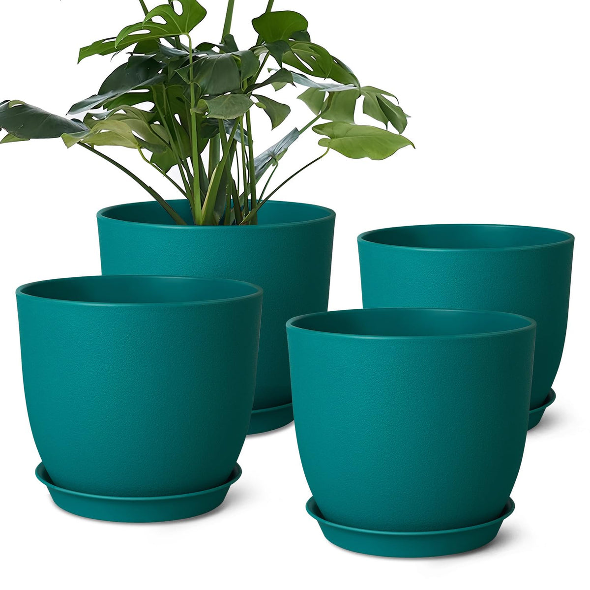 Ferlypote Plant Pots 8 Inch Set of 2, Flower Pots with Multi Mesh Drainage Holes, Planters for Indoor Outdoor Garden Plants and Flowers (Black)