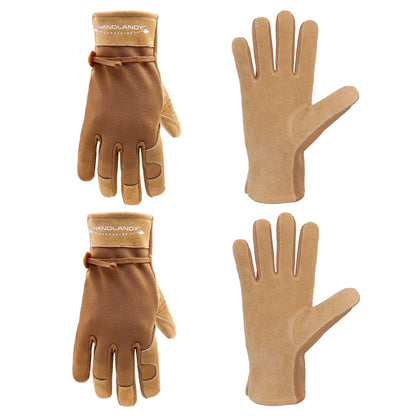 HLDD HANDLANDY Work Gloves for Women and Ladies, Leather Gardening Gloves Flexible Mechanic Working Gloves