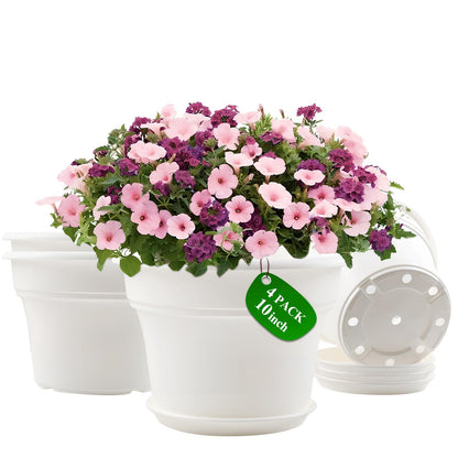 Pottiffe Plant-Pots-Planters-Indoor-Outdoor, 10 inch 4 Pack Green