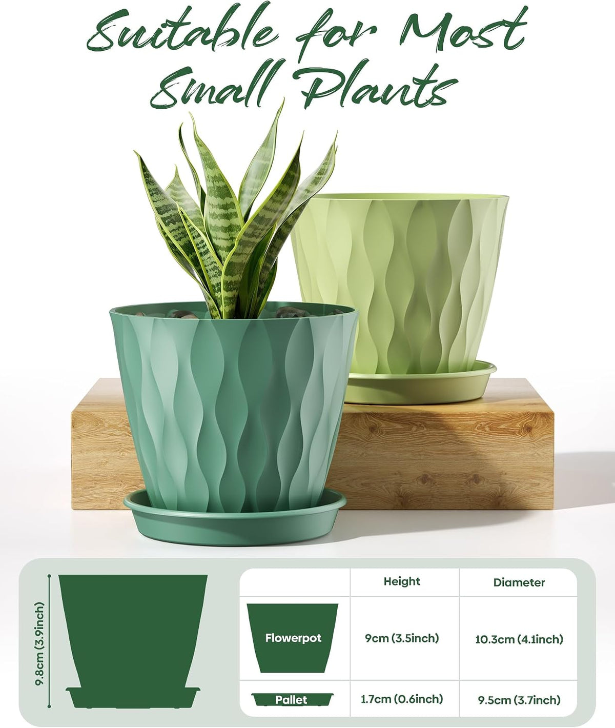 6 Pack Plant Pots with Drainage Holes, 4 Inch Plastic Indoor Flower Pots, Succulent Pots for Orchids, Violets, Succulents, Herbs and Other Small Plant, Multicolor