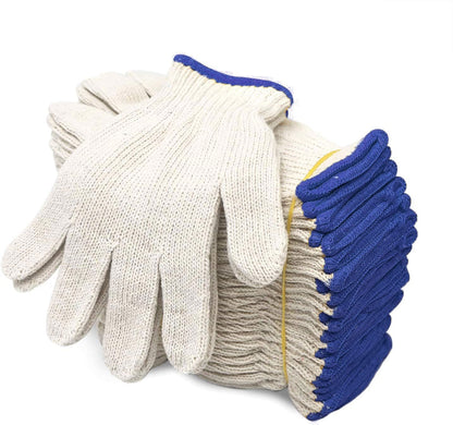 Evridwear Cotton Polyester String Knit Shell Safety Protection Work Gloves for Painter Mechanic Industrial Warehouse Gardening Construction Men & Women 12 Pairs, With Two Side dots, L Size