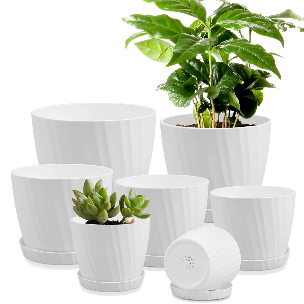 YNNICO 8,7, 6.5, 6, 5.5, 5 Inches Self Watering Planters for Indoor Plants