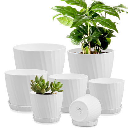 YNNICO 8,7, 6.5, 6, 5.5, 5 Inches Self Watering Planters for Indoor Plants