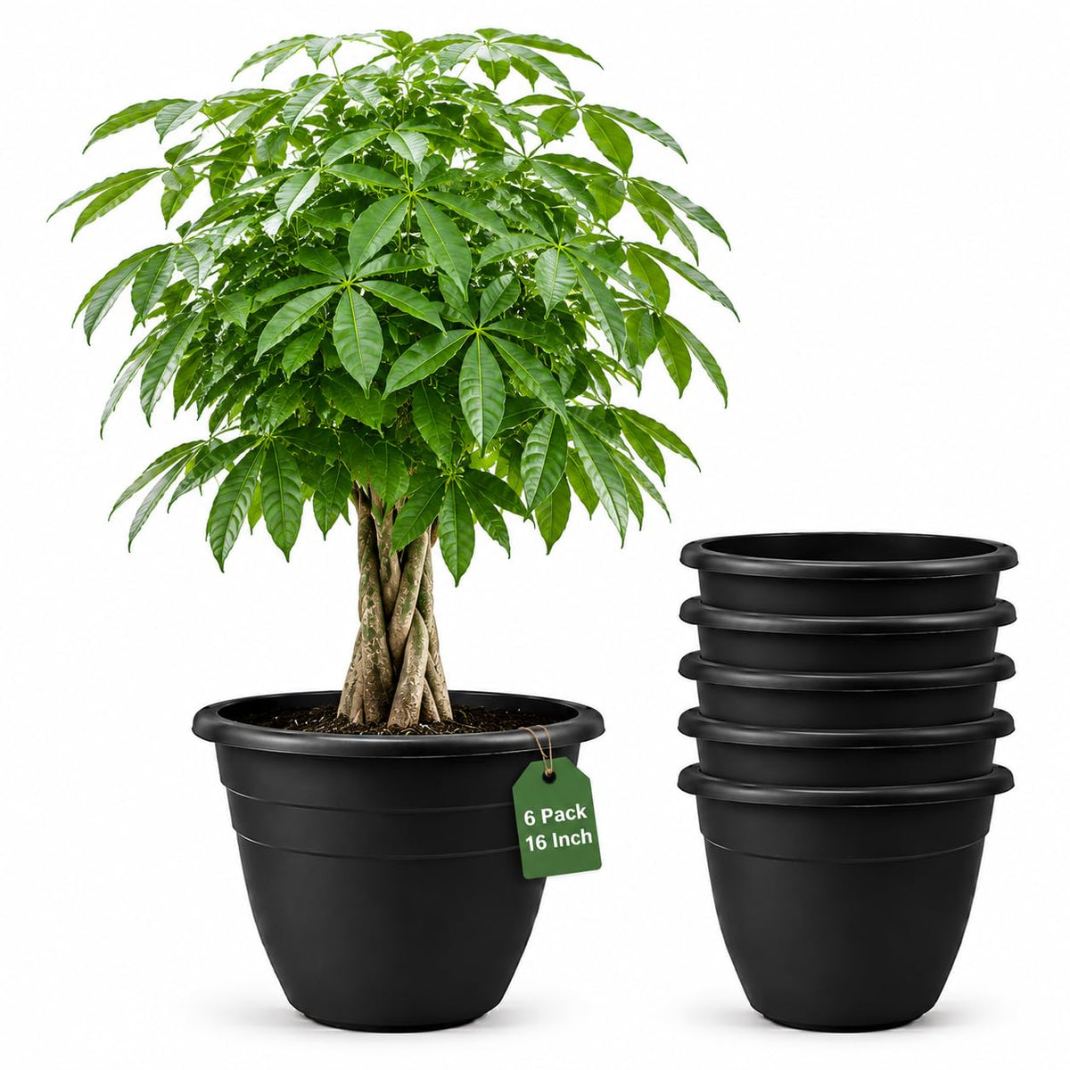 RooTrimmer 5 Pack 10 Inch Plant Pots for Indoor Outdoor,Plastic Floor Planters with Drainage Holes,Lightweight Flower Pots for Home,Patio & Garden(Grey)