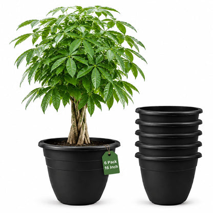 RooTrimmer 5 Pack 10 Inch Plant Pots for Indoor Outdoor,Plastic Floor Planters with Drainage Holes,Lightweight Flower Pots for Home,Patio & Garden(Grey)