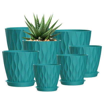 4 Inch Plant Pots, 6 Pack Indoor Flower Pots, Planters with Drainage Holes and Trays for Orchids, Violets, Succulents, Herbs, and Other Plants,Corolful
