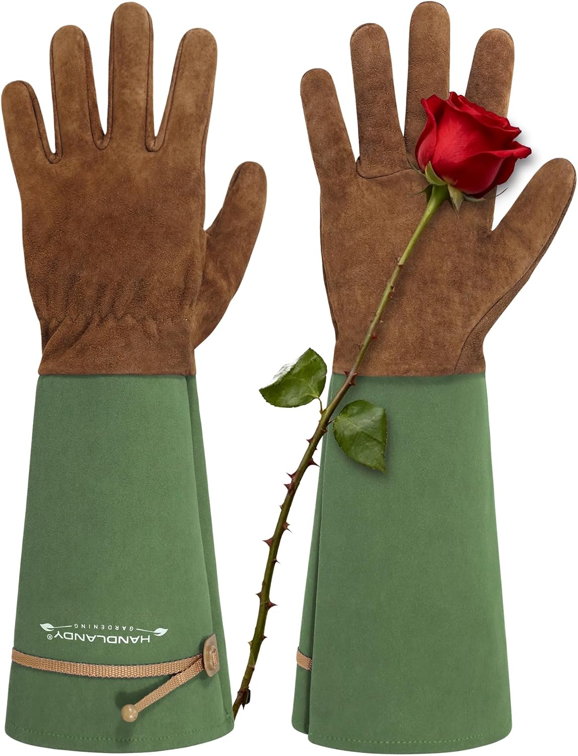 Long Gardening Gloves for Women Men - Leather Rose Pruning Gloves Thorn Proof